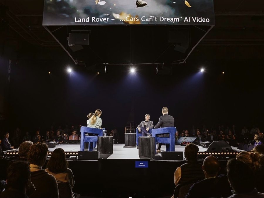 David Lerech on a panel on the ALL IN Montreal 2025 stage